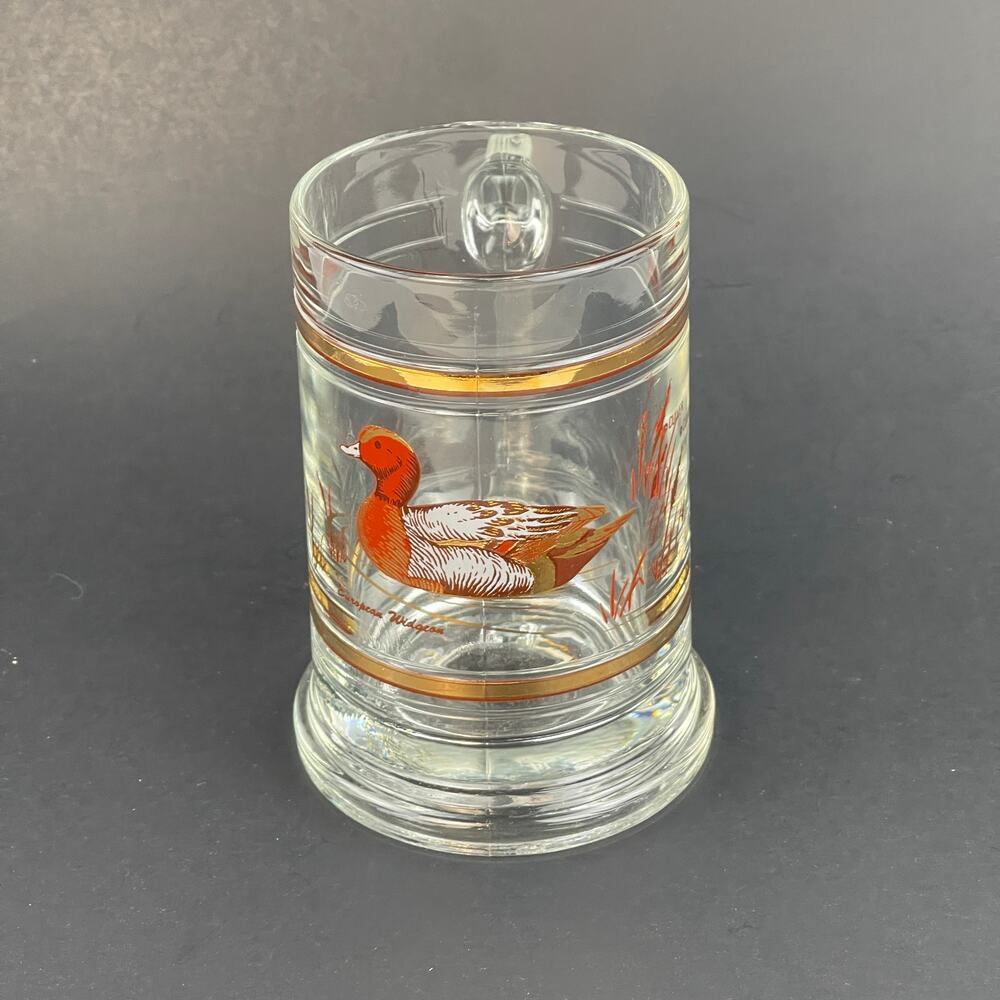 Culver Glass European Widgeon Duck 12 Oz Beer Mug Gold Accents